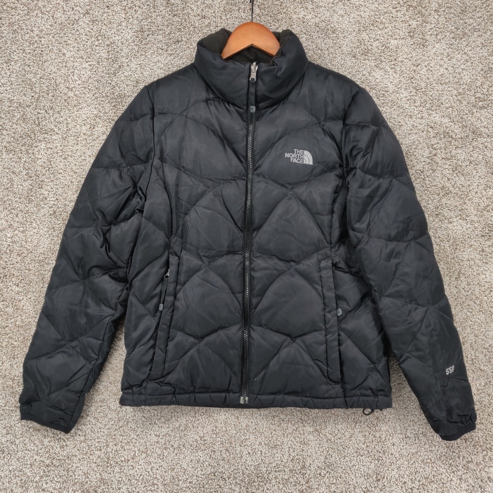 The North Face Puffer Jacket Women Medium Black 550 Down Quilted Full Zip Coat